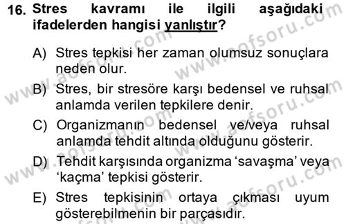 Aile Psikolojisi ve Eğitimi Dersi 2014 - 2015 Yılı (Final) Dönem Sonu Sınav Soruları 16. Soru