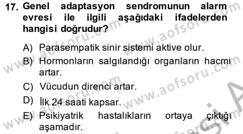 Aile Psikolojisi ve Eğitimi Dersi 2014 - 2015 Yılı (Final) Dönem Sonu Sınav Soruları 17. Soru