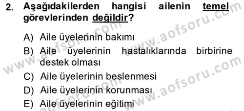 Aile Psikolojisi ve Eğitimi Dersi 2014 - 2015 Yılı (Final) Dönem Sonu Sınav Soruları 2. Soru
