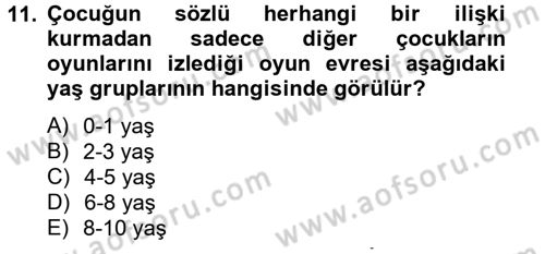 Aile Psikolojisi ve Eğitimi Dersi 2014 - 2015 Yılı Tek Ders Sınav Soruları 11. Soru