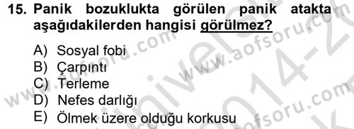 Aile Psikolojisi ve Eğitimi Dersi 2014 - 2015 Yılı Tek Ders Sınav Soruları 15. Soru