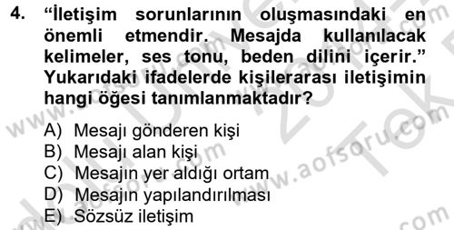 Aile Psikolojisi ve Eğitimi Dersi 2014 - 2015 Yılı Tek Ders Sınav Soruları 4. Soru