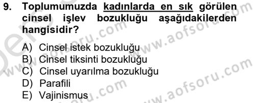 Aile Psikolojisi ve Eğitimi Dersi 2014 - 2015 Yılı Tek Ders Sınav Soruları 9. Soru