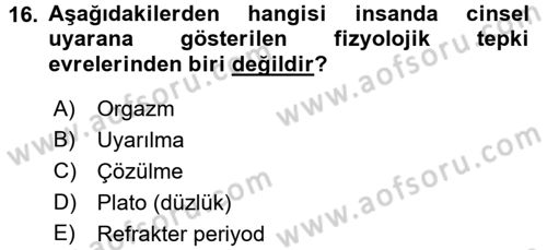 Aile Psikolojisi ve Eğitimi Dersi 2015 - 2016 Yılı (Vize) Ara Sınav Soruları 16. Soru