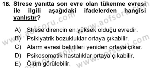Aile Psikolojisi ve Eğitimi Dersi 2015 - 2016 Yılı (Final) Dönem Sonu Sınav Soruları 16. Soru