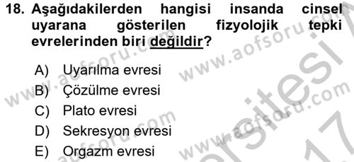 Aile Psikolojisi ve Eğitimi Dersi 2016 - 2017 Yılı (Vize) Ara Sınav Soruları 18. Soru