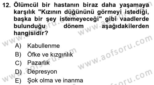 Aile Psikolojisi ve Eğitimi Dersi 2016 - 2017 Yılı (Final) Dönem Sonu Sınav Soruları 12. Soru