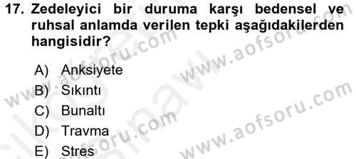 Aile Psikolojisi ve Eğitimi Dersi 2017 - 2018 Yılı 3 Ders Sınav Soruları 17. Soru