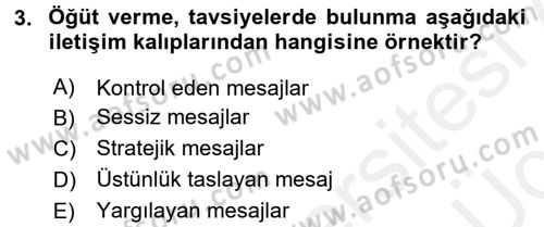 Aile Psikolojisi ve Eğitimi Dersi 2017 - 2018 Yılı 3 Ders Sınav Soruları 3. Soru
