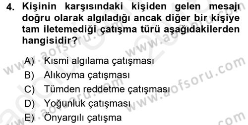 Aile Psikolojisi ve Eğitimi Dersi 2017 - 2018 Yılı 3 Ders Sınav Soruları 4. Soru