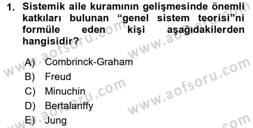 Aile Psikolojisi ve Eğitimi Dersi 2017 - 2018 Yılı (Vize) Ara Sınav Soruları 1. Soru