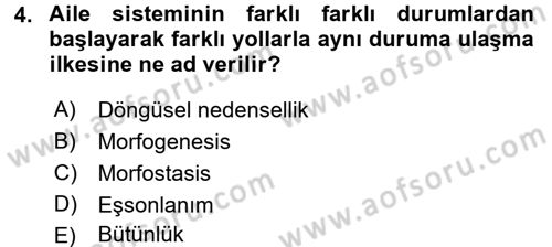 Aile Psikolojisi ve Eğitimi Dersi 2017 - 2018 Yılı (Vize) Ara Sınav Soruları 4. Soru