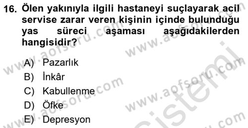 Aile Psikolojisi ve Eğitimi Dersi 2018 - 2019 Yılı 3 Ders Sınav Soruları 16. Soru