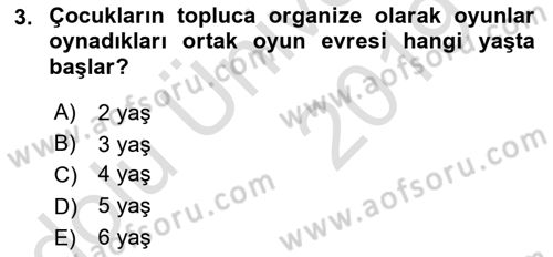 Aile Psikolojisi ve Eğitimi Dersi 2018 - 2019 Yılı 3 Ders Sınav Soruları 3. Soru