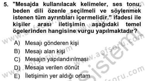 Aile Psikolojisi ve Eğitimi Dersi 2018 - 2019 Yılı Yaz Okulu Sınav Soruları 5. Soru