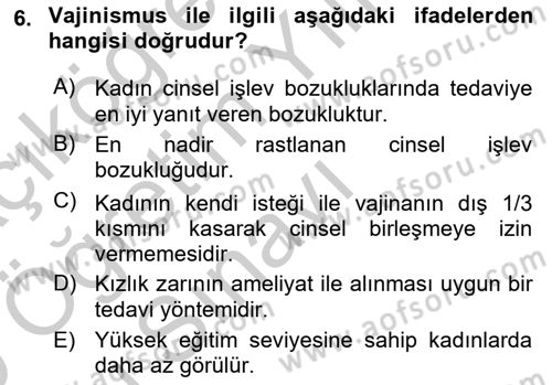Aile Psikolojisi ve Eğitimi Dersi 2018 - 2019 Yılı Yaz Okulu Sınav Soruları 6. Soru