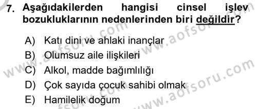 Aile Psikolojisi ve Eğitimi Dersi 2018 - 2019 Yılı Yaz Okulu Sınav Soruları 7. Soru