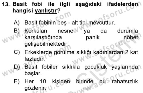 Aile Psikolojisi ve Eğitimi Dersi 2020 - 2021 Yılı Yaz Okulu Sınav Soruları 13. Soru