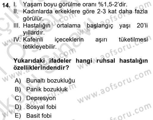 Aile Psikolojisi ve Eğitimi Dersi 2020 - 2021 Yılı Yaz Okulu Sınav Soruları 14. Soru