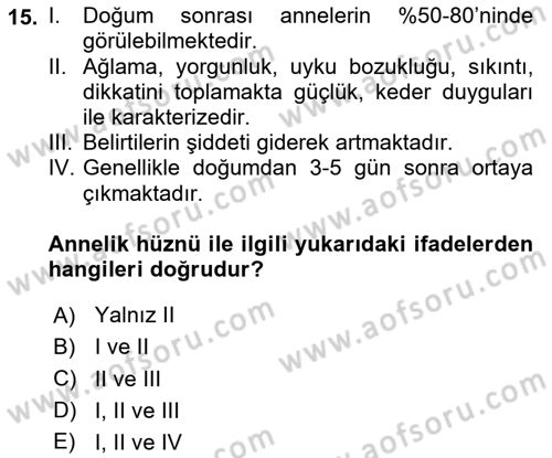 Aile Psikolojisi ve Eğitimi Dersi 2020 - 2021 Yılı Yaz Okulu Sınav Soruları 15. Soru