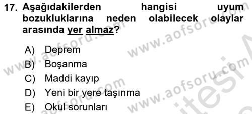 Aile Psikolojisi ve Eğitimi Dersi 2020 - 2021 Yılı Yaz Okulu Sınav Soruları 17. Soru