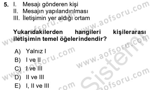 Aile Psikolojisi ve Eğitimi Dersi 2020 - 2021 Yılı Yaz Okulu Sınav Soruları 5. Soru