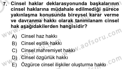 Aile Psikolojisi ve Eğitimi Dersi 2020 - 2021 Yılı Yaz Okulu Sınav Soruları 7. Soru