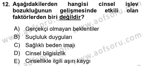 Aile Psikolojisi ve Eğitimi Dersi 2021 - 2022 Yılı (Vize) Ara Sınav Soruları 12. Soru
