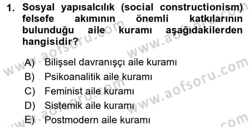 Aile Psikolojisi ve Eğitimi Dersi 2021 - 2022 Yılı (Final) Dönem Sonu Sınav Soruları 1. Soru