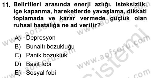 Aile Psikolojisi ve Eğitimi Dersi 2021 - 2022 Yılı (Final) Dönem Sonu Sınav Soruları 11. Soru
