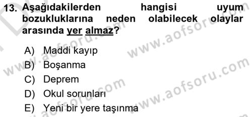 Aile Psikolojisi ve Eğitimi Dersi 2021 - 2022 Yılı (Final) Dönem Sonu Sınav Soruları 13. Soru