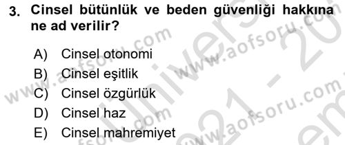 Aile Psikolojisi ve Eğitimi Dersi 2021 - 2022 Yılı (Final) Dönem Sonu Sınav Soruları 3. Soru