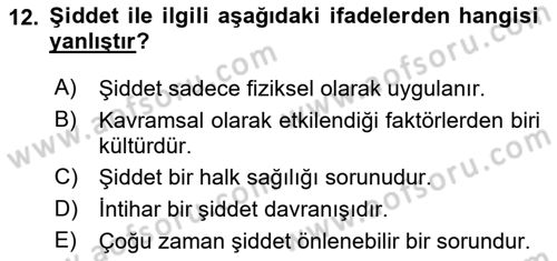 Aile Psikolojisi ve Eğitimi Dersi 2022 - 2023 Yılı Yaz Okulu Sınav Soruları 12. Soru