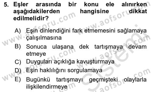 Aile Psikolojisi ve Eğitimi Dersi 2022 - 2023 Yılı Yaz Okulu Sınav Soruları 5. Soru