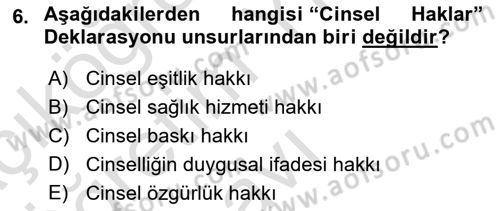 Aile Psikolojisi ve Eğitimi Dersi 2022 - 2023 Yılı Yaz Okulu Sınav Soruları 6. Soru