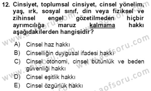 Aile Psikolojisi ve Eğitimi Dersi 2023 - 2024 Yılı (Vize) Ara Sınav Soruları 12. Soru