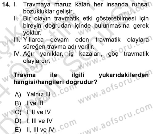 Aile Psikolojisi ve Eğitimi Dersi 2023 - 2024 Yılı (Final) Dönem Sonu Sınav Soruları 14. Soru