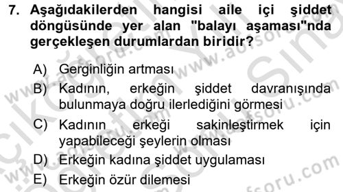 Aile Psikolojisi ve Eğitimi Dersi 2023 - 2024 Yılı (Final) Dönem Sonu Sınav Soruları 7. Soru