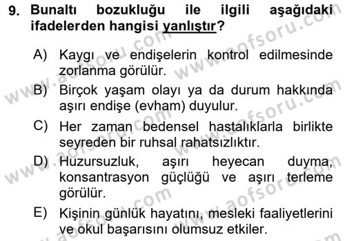 Aile Psikolojisi ve Eğitimi Dersi 2023 - 2024 Yılı (Final) Dönem Sonu Sınav Soruları 9. Soru