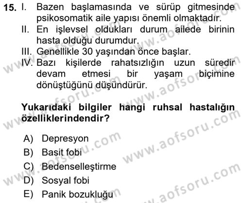 Aile Psikolojisi ve Eğitimi Dersi 2023 - 2024 Yılı Yaz Okulu Sınav Soruları 15. Soru