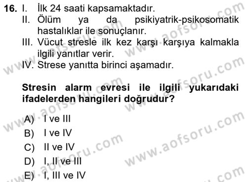 Aile Psikolojisi ve Eğitimi Dersi 2023 - 2024 Yılı Yaz Okulu Sınav Soruları 16. Soru