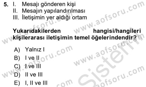 Aile Psikolojisi ve Eğitimi Dersi 2023 - 2024 Yılı Yaz Okulu Sınav Soruları 5. Soru