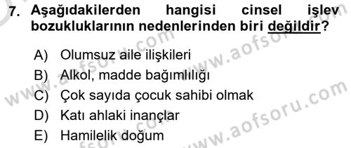 Aile Psikolojisi ve Eğitimi Dersi 2023 - 2024 Yılı Yaz Okulu Sınav Soruları 7. Soru