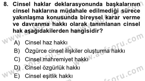 Aile Psikolojisi ve Eğitimi Dersi 2023 - 2024 Yılı Yaz Okulu Sınav Soruları 8. Soru