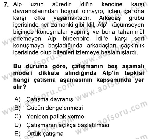 Aile Psikolojisi ve Eğitimi Dersi 2024 - 2025 Yılı (Vize) Ara Sınav Soruları 7. Soru