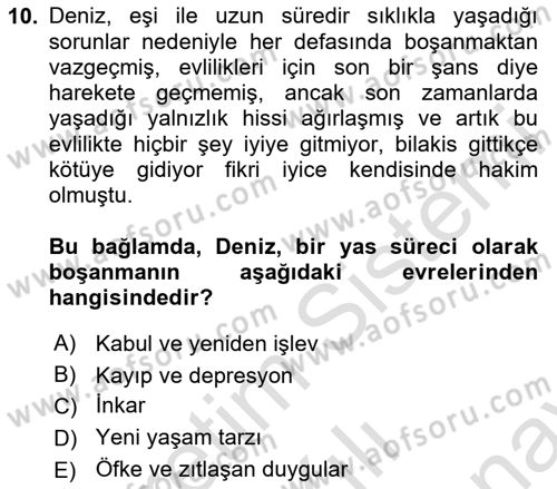 Aile Psikolojisi ve Eğitimi Dersi 2024 - 2025 Yılı (Final) Dönem Sonu Sınav Soruları 10. Soru