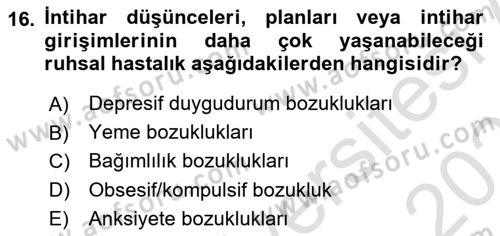 Aile Psikolojisi ve Eğitimi Dersi 2024 - 2025 Yılı (Final) Dönem Sonu Sınav Soruları 16. Soru