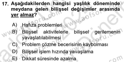 Aile Psikolojisi ve Eğitimi Dersi 2024 - 2025 Yılı (Final) Dönem Sonu Sınav Soruları 17. Soru