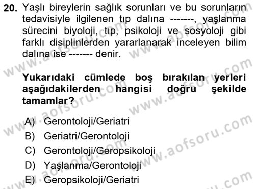 Aile Psikolojisi ve Eğitimi Dersi 2024 - 2025 Yılı (Final) Dönem Sonu Sınav Soruları 20. Soru