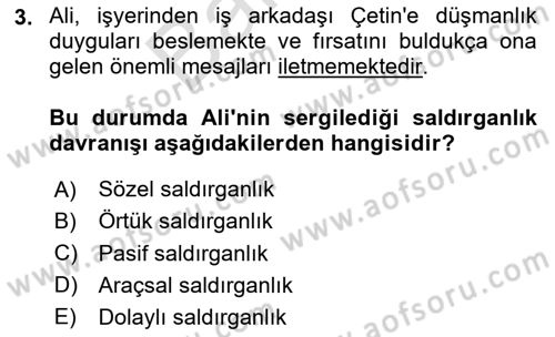 Aile Psikolojisi ve Eğitimi Dersi 2024 - 2025 Yılı (Final) Dönem Sonu Sınav Soruları 3. Soru